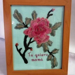 Cuadro Bordado Rosa Madre