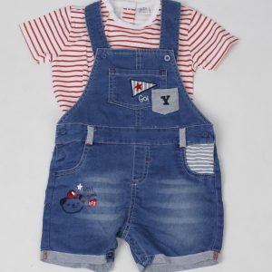 Conjunto Infantil YATSI Peto Vaquero y Camiseta Rayas