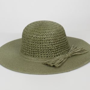 Sombrero de paja verde caqui