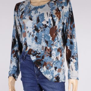 Camiseta Estampada Azul y Marrón