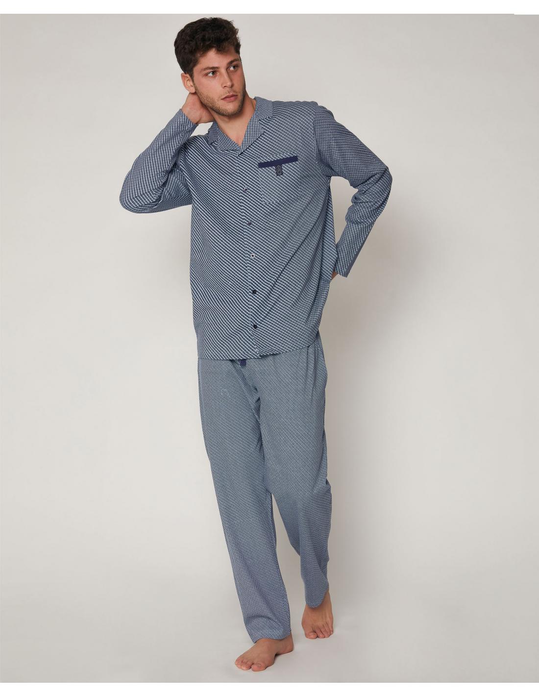 Pijama Botones Hombre Azul Admas Classic Edition 55314-0