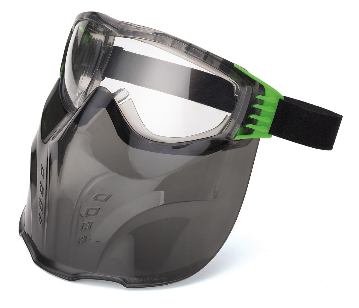 Pantalla Facial con visor de policarbonato integrado proporciona protección de la cara.