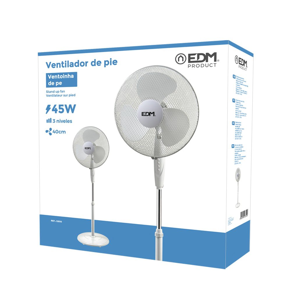 VENTILADOR DE PIE BLANCO 45W ASPAS: Ø40cm 33510 - Imagen 2